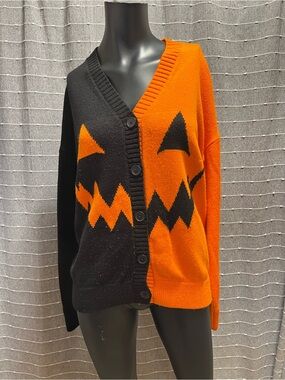 Halloween Jack O Lantern Split Cardigan